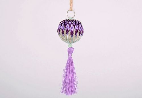 Chaveiro em estilo oriental Temari brinquedo de árvore bola - MADEheart.com