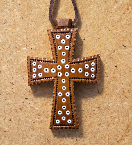 Wooden cross with beads - MADEheart.com