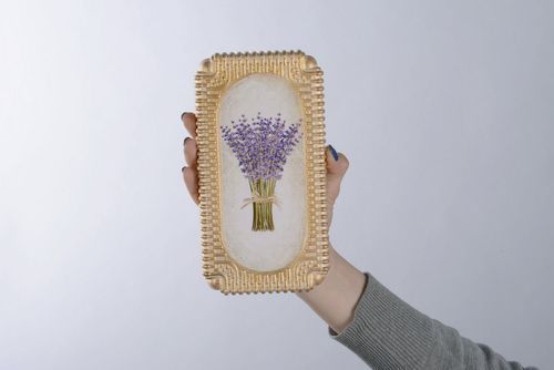 Wall panel made from plaster Lavender bouquet - MADEheart.com