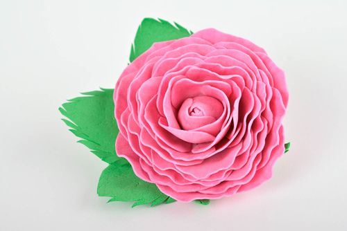 Blumen Haargummi handgefertigt Damen Haarschmuck Frauen Geschenk rosa grün - MADEheart.com