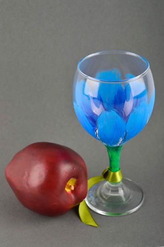 Stylish handmade glass ware painted wine glass stemware ideas small gifts - MADEheart.com