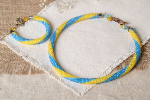 Beautiful jewelry set handmade beaded cord necklace beaded cord bracelet designs - MADEheart.com