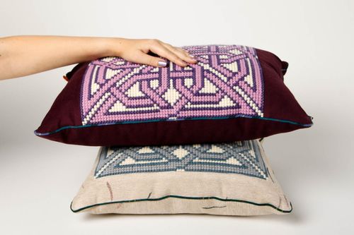 Handmade soft cushion set throw pillow design 2 pieces cool bedrooms gift ideas - MADEheart.com