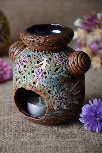 Difusor de aroma artesanal inusual portavelas de cerámica regalo original - MADEheart.com