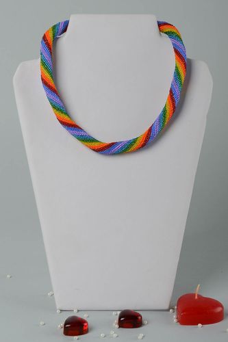 Collier spirale Bijou fait main perles de rocaille multicolore mode Cadeau femme - MADEheart.com
