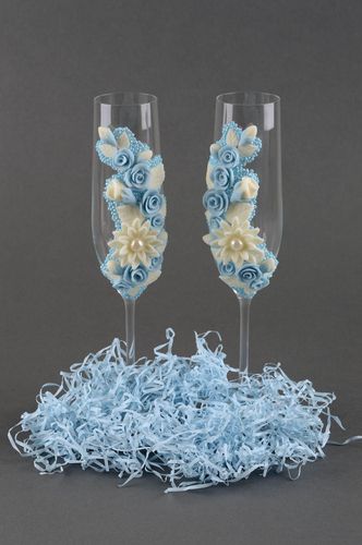 Beautiful handmade wedding glasses set 2 pieces wedding accessories glass ware - MADEheart.com