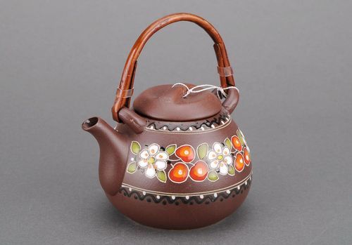 Ceramic teapot with bamboo handle - MADEheart.com