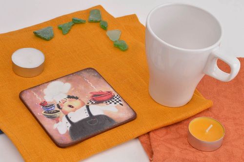 Handmade interesting coaster unusual stand for cups beautiful funny coaster - MADEheart.com