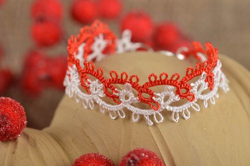 Unusual handmade textile bracelet woven lace bracelet gifts for her - MADEheart.com