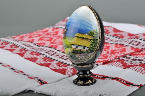 Decorative egg with a stand House and Mill - MADEheart.com