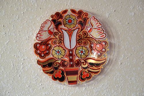 Prato de parede decorativo de vidro com pintura artesanal decoração do interior - MADEheart.com