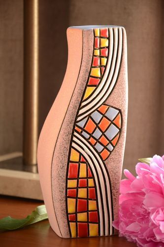 Jarrón artesanal de semiporcelana pintado con pigmentos para flores 1 litro - MADEheart.com