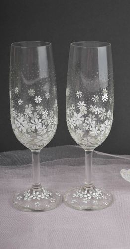 Flûtes a champagne fait main 2 Verres à champagne Service vaisselle mariage - MADEheart.com