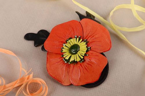 Beautiful handmade leather scrunchie flower hair tie accessories for girls - MADEheart.com