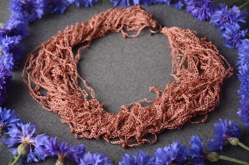 Stylish handmade necklace beautiful crochet necklace textile jewelry designs - MADEheart.com