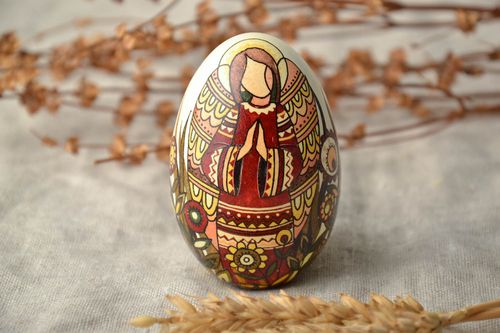 Easter egg designer goose pysanka made using wax technique - MADEheart.com
