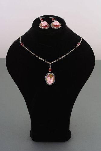 Ensemble de bijoux en argile polymère Roses - MADEheart.com