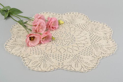 Openwork napkin handmade knitted napkin for coffee table interior ideas - MADEheart.com
