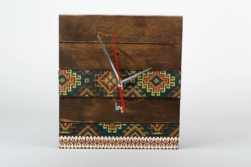 Horloge murale fait main Horloge déco marron bois design Accessoire maison - MADEheart.com