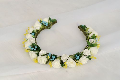 Headband with white and yellow flowers - MADEheart.com