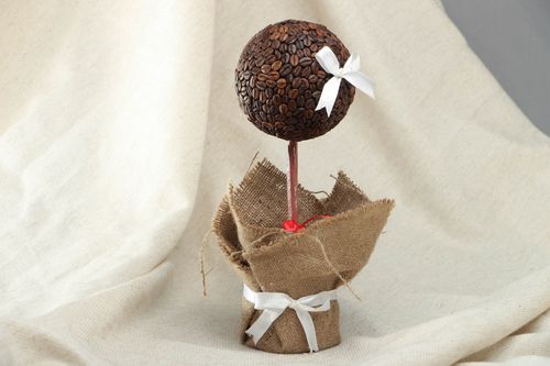 Topiario albero decorativo fatto a mano di grani caffè alberello della felicità - MADEheart.com