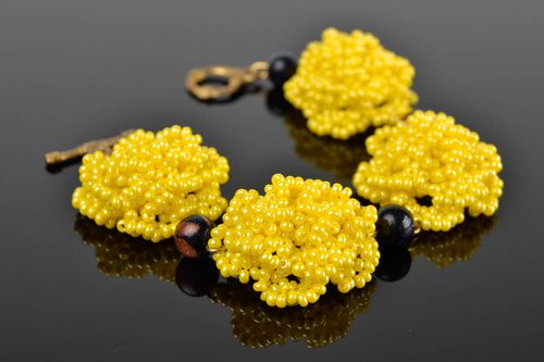 Bracelet perles de rocaille Bijou fait main jaune avec aventurine Cadeau femme - MADEheart.com