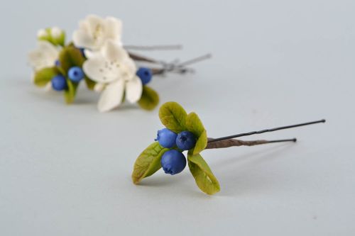 Self-hardening Thai clay hairpin Blueberry - MADEheart.com