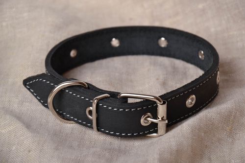 Collier chien en cuir noir fait main - MADEheart.com
