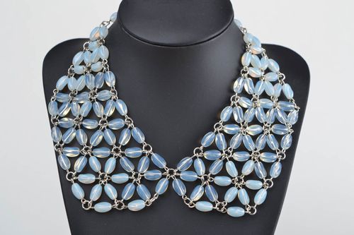 Handmade designer decorative detachable collar woven of glass beads  - MADEheart.com