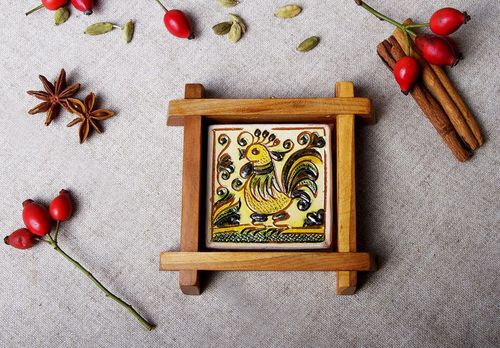 Decorative ceramic panel Rooster - MADEheart.com