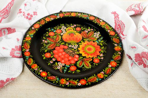 Handmade wooden painted plate ware in ethnic style decorative use only - MADEheart.com