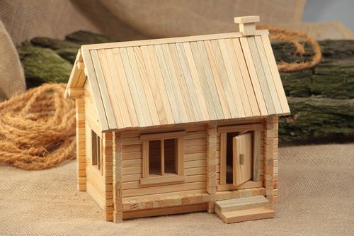 Handmade wooden meccano house 184 parts eco friendly natural toys for children - MADEheart.com