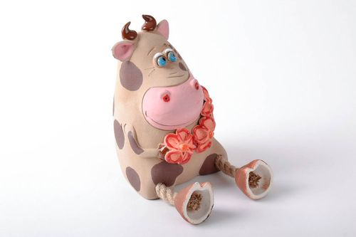 Mucca salvadanaio fatto a mano in ceramica dipinto a mano idea regalo  - MADEheart.com