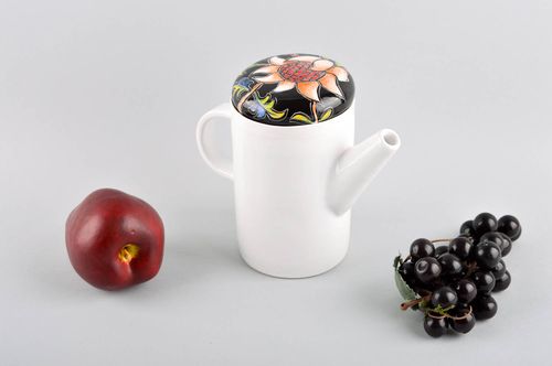 Handmade Teekanne Keramik Geschirr aus Ton Geschenk für Frau Teekanne Tee weiß - MADEheart.com