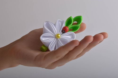 Детское украшение ручной работы заколка канзаши аксессуар для волос цветок - MADEheart.com