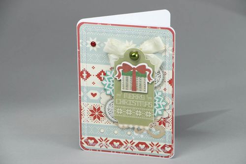 Christmas postcard with rhinestones - MADEheart.com