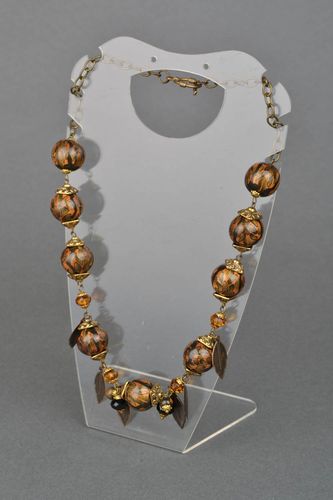 Holz Halskette mit Glasperlen Herbst - MADEheart.com