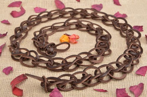 Jolie ceinture en cuir naturel brune faite main originale accessoire pour femme - MADEheart.com