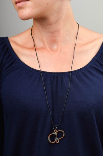 Handmade Kupfer Anhänger Designer Schmuck Accessoire für Frauen Ringel - MADEheart.com