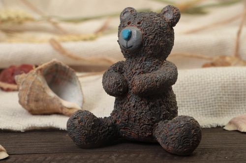 Figurine ours céramique faite main peinte de couleurs acryliques vernie - MADEheart.com