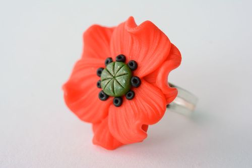 Anel flor de cerâmica plástica - MADEheart.com