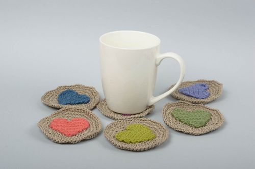Posavasos tejidos a crochet artesanales elementos decorativos regalo original - MADEheart.com