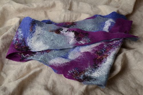 Felted wool scarf in blue color palette - MADEheart.com