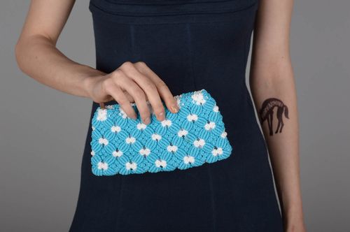 Handmade cosmetic bag macrame bag toiletry bag designer accessories gift for her - MADEheart.com
