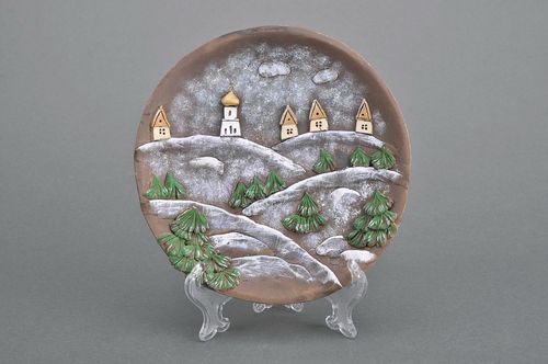Декоративная тарелка из глины Собор - MADEheart.com