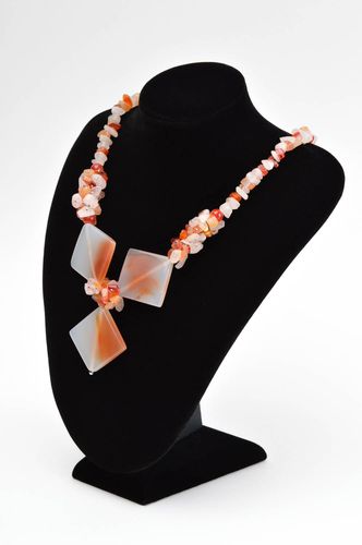 Collana di corniola fatta a mano originale di moda bigiotteria da donna - MADEheart.com