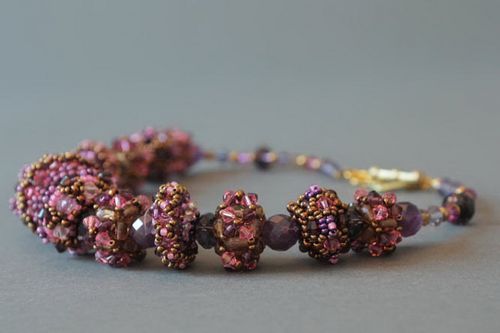 Necklace made of Czech beads with decorative stones - MADEheart.com