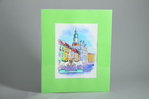 Peinture moderne avec paysage de ville Poznań - MADEheart.com