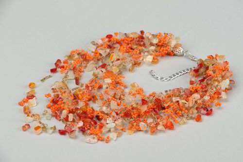 Necklace made of beads and carnelian - MADEheart.com
