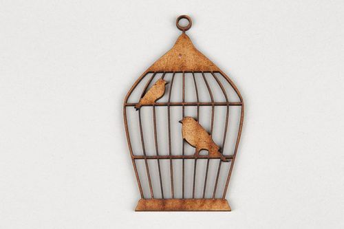 Chipboard scrapbooking en bois Oiseaux en cage - MADEheart.com